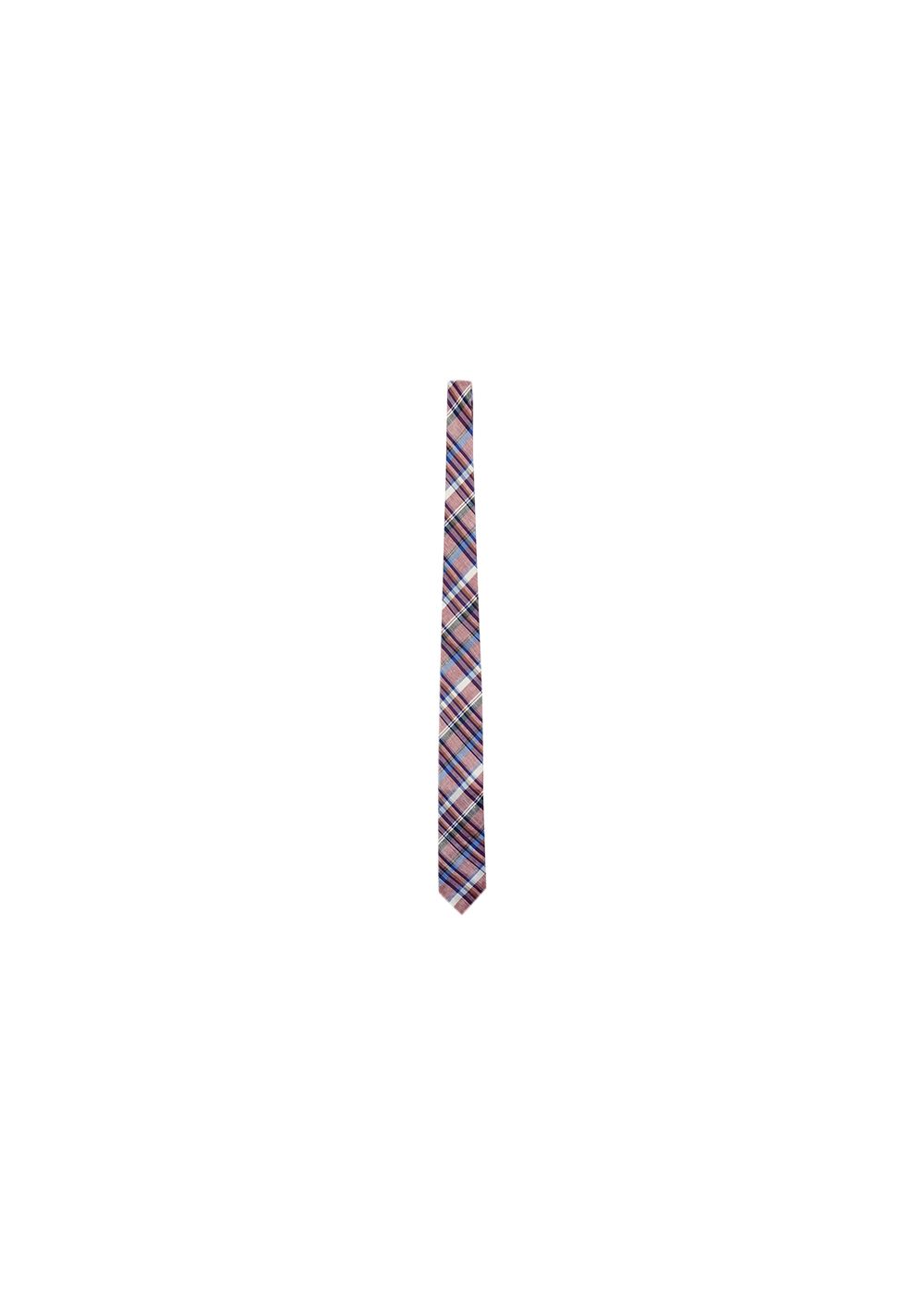 Men's Thom Sweeney Orange plaid linen-cotton tie Multicoloured cotton