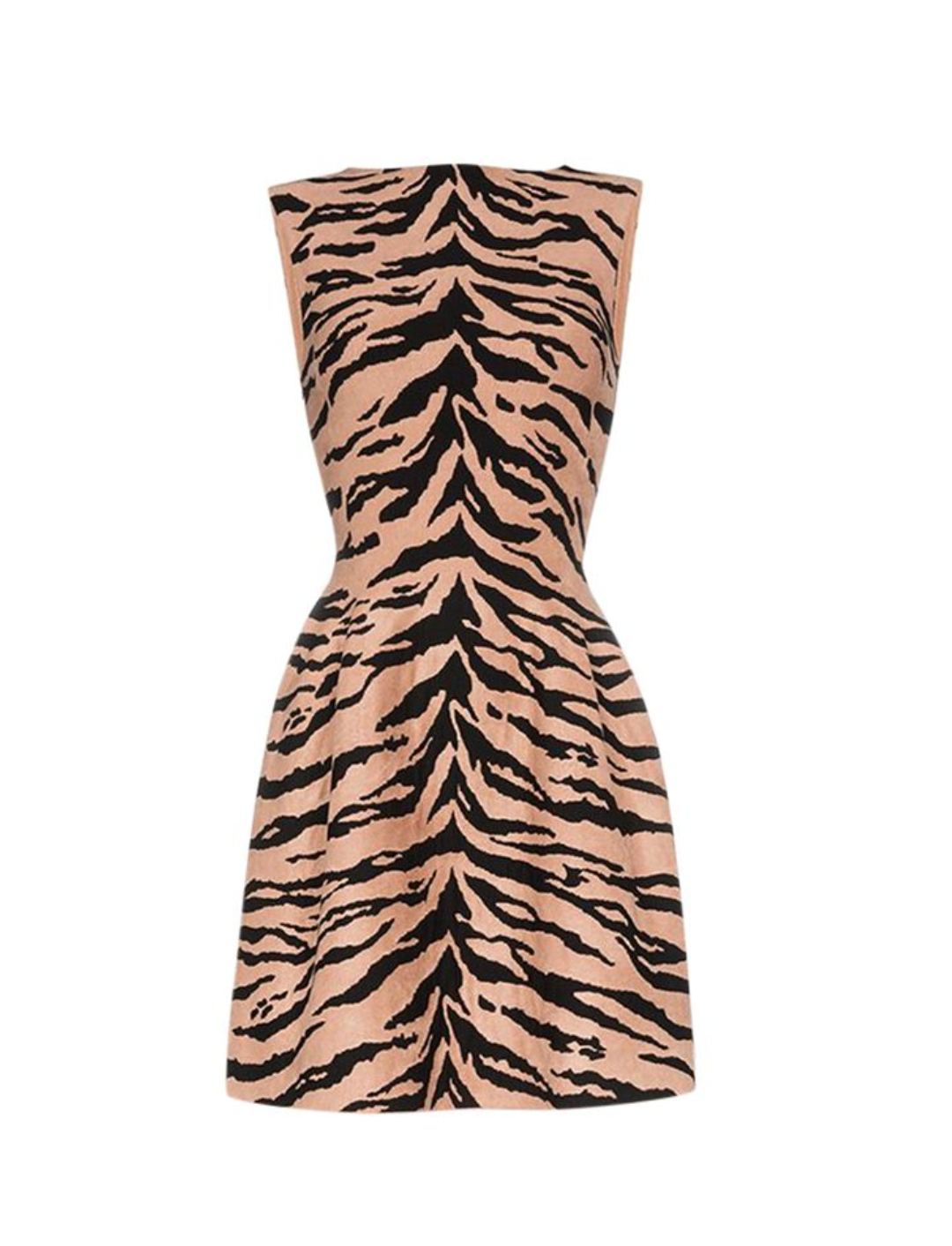 Alaia tiger print intarsia knit skater dress Size S Beige and black tiger print jaquard