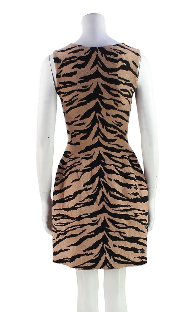 Alaia tiger print intarsia knit skater dress Size S Beige and black tiger print jaquard