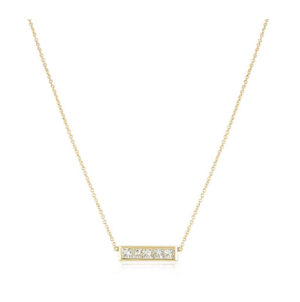 Preowned Bespoke Yellow Gold Diamond Bar Necklace