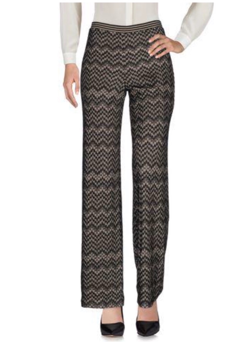 Preowned Missoni Zig Zag Knit Wide Leg Trousers Size XL Black wool