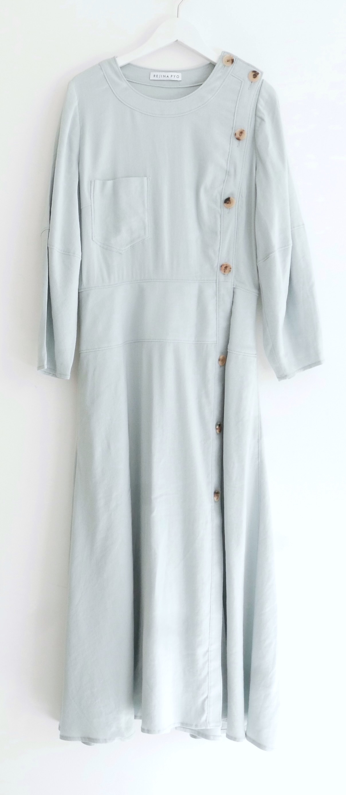 Preowned Rejina Pyo Michaela Pale Green Linen Midi Dress Size M linen mix