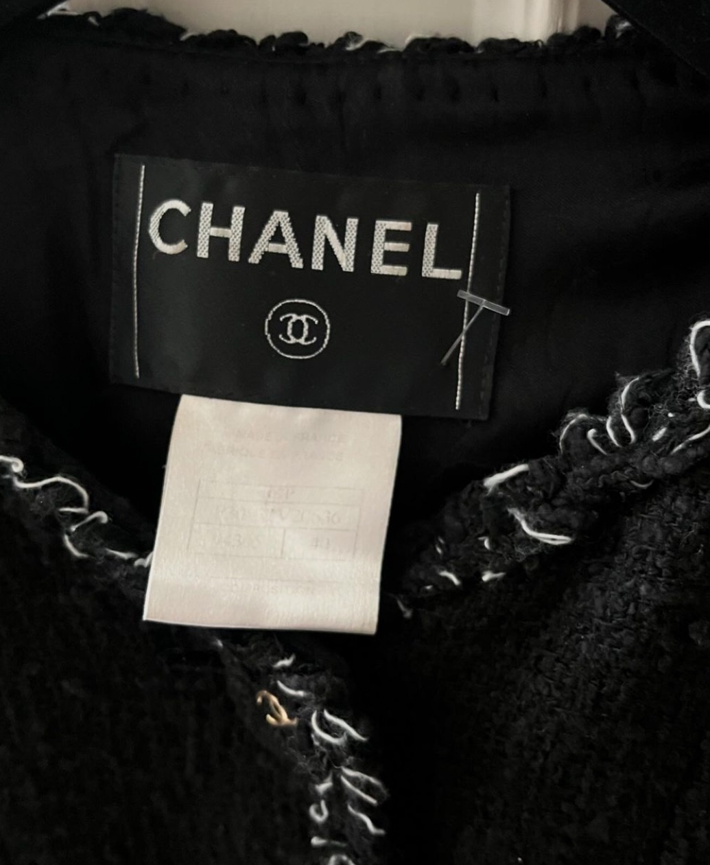 Preowned Chanel Black Multi Pocket Tweed Jacket Size M