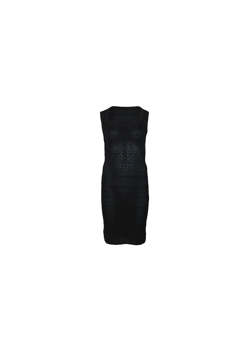 Preowned Alaia Black Square Neck Bodycon Dress Size S cotton