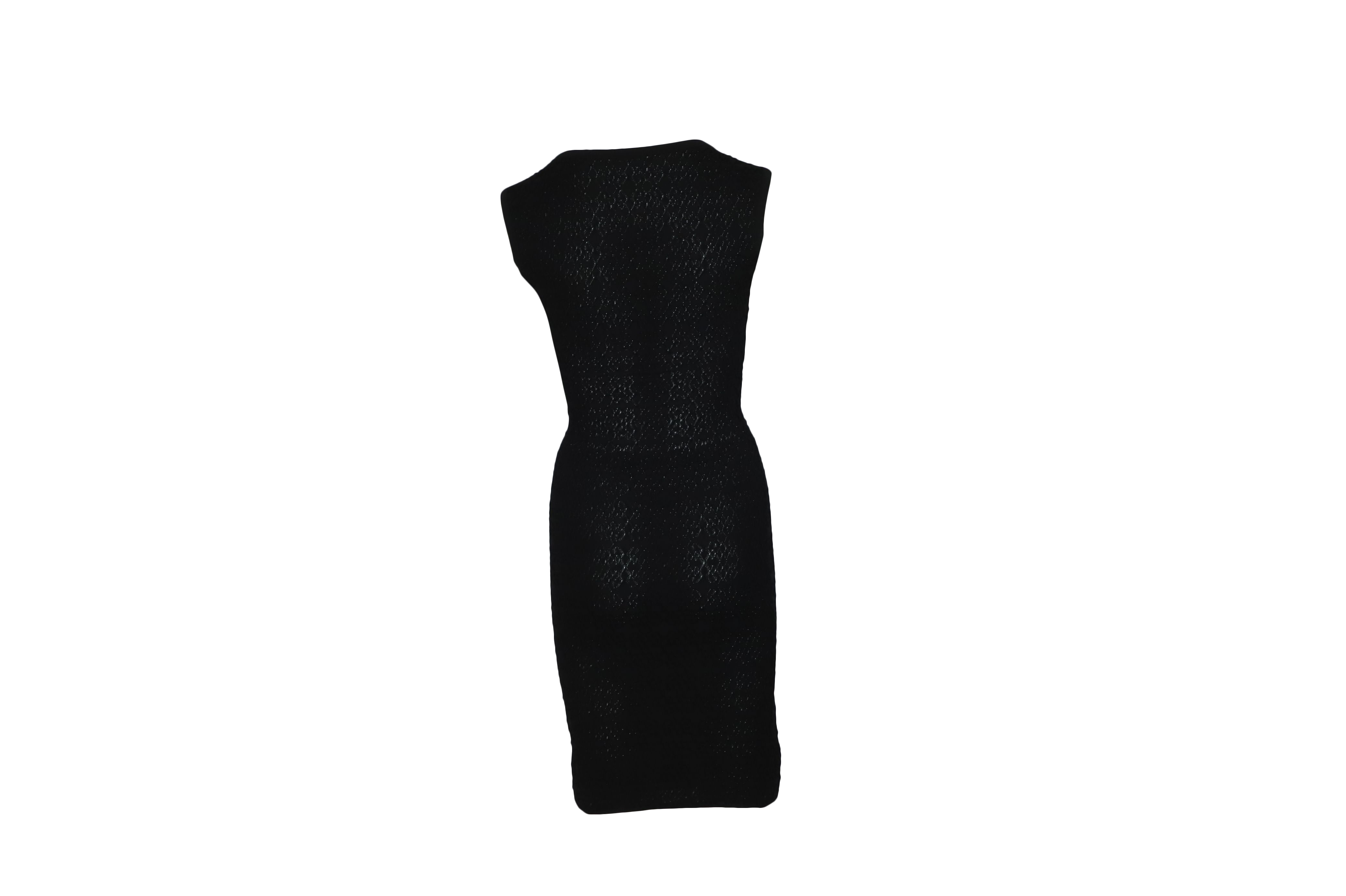 Preowned Alaia Black Square Neck Bodycon Dress Size S cotton