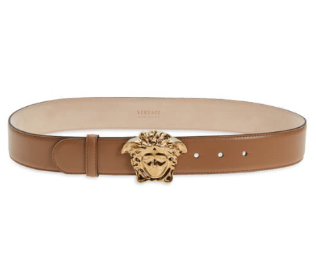 Versace Caramel Medusa Head Palazzo Belt - Size 80 Cream leather