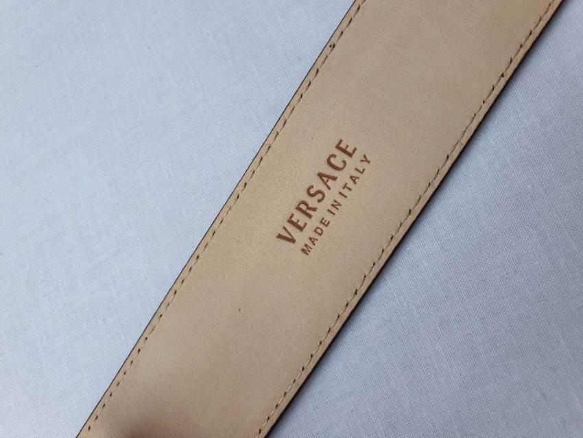 Versace Caramel Medusa Head Palazzo Belt - Size 80 Cream leather