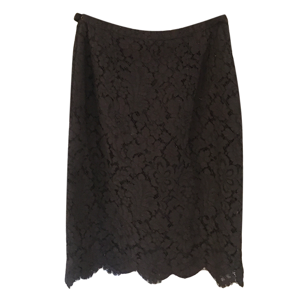 Preowned Chanel black lace cotton skirt Size XS