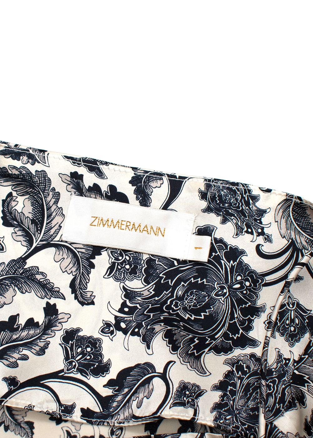 Preowned Zimmermann Black  ivory toile print silk-satin camisole  linen skirt Size XS Black and White