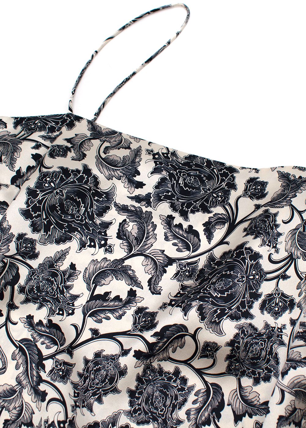 Preowned Zimmermann Black  ivory toile print silk-satin camisole  linen skirt Size XS Black and White