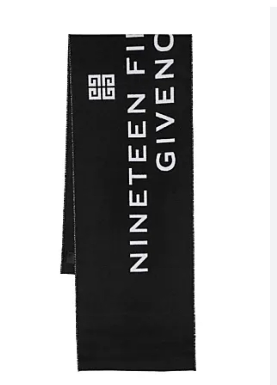 Men's Givenchy Black Wool Blend Logo Scarf wool/silk/virgin wool