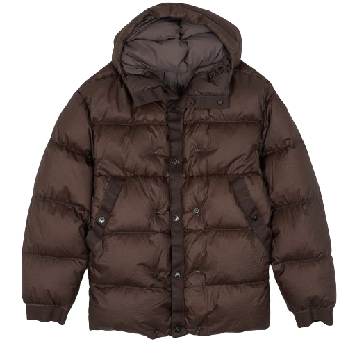 Men's Stone Island Polystrata Ice Puffer Jacket Size XL brown polyamide