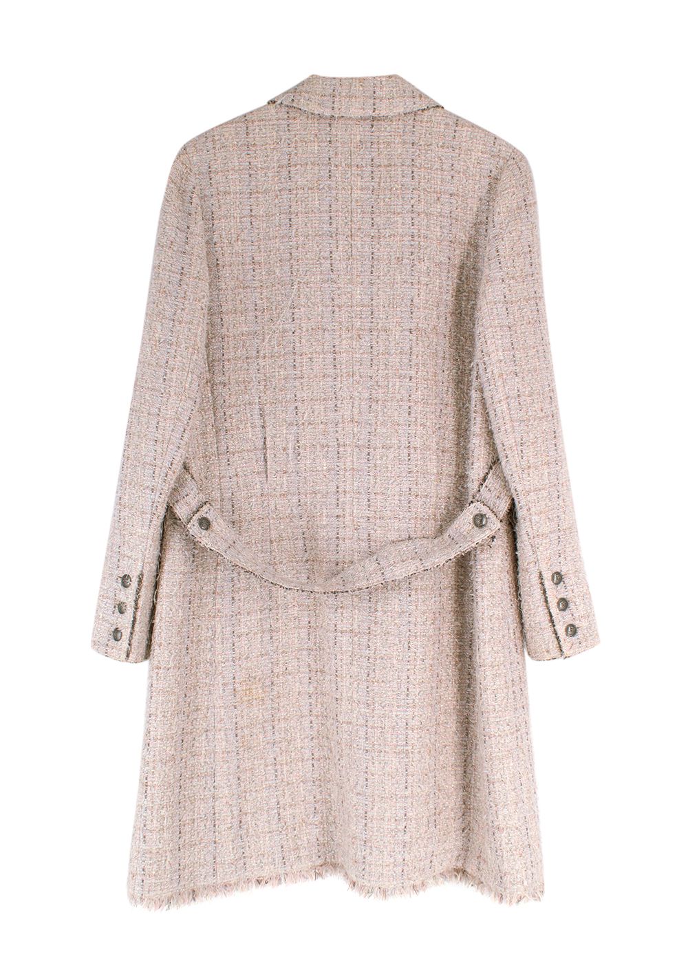 Preowned Chanel Blush Pink Longline Tweed Jacket Size S wool/acrylic/mohair