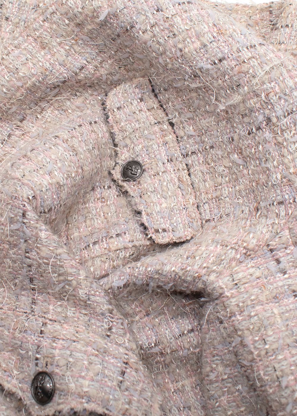 Preowned Chanel Blush Pink Longline Tweed Jacket Size S wool/acrylic/mohair