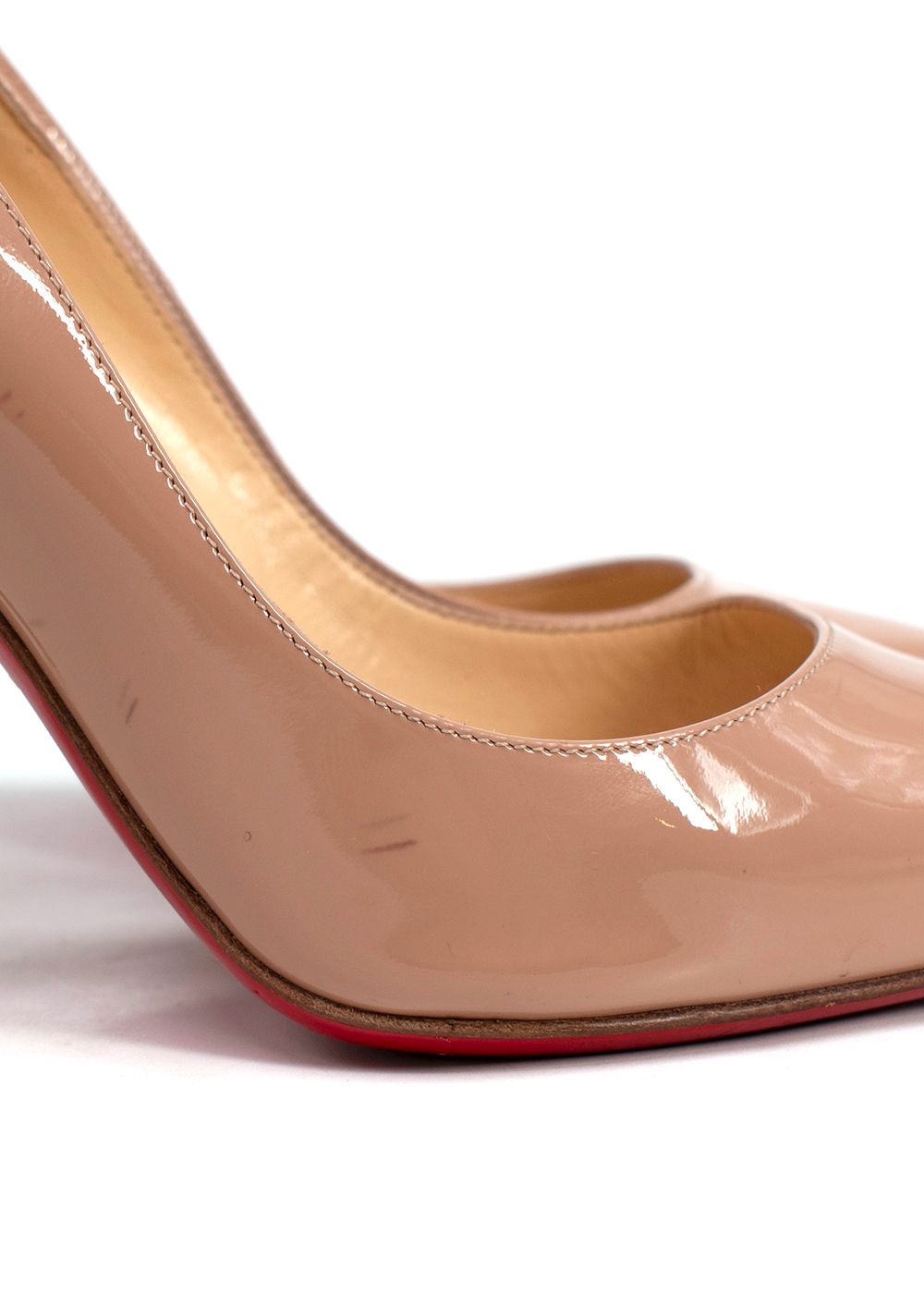 Christian Louboutin Nude Patent Leather Pigalle Pumps Size 365