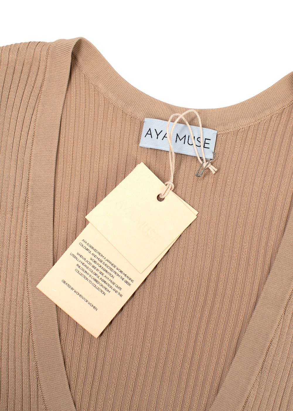 Aya Muse Beige Ribbed Tank Top Size M polyester