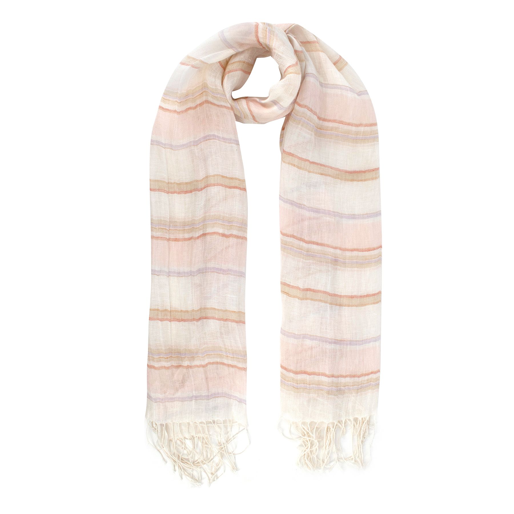 Preowned Etro Pastel Linen Striped Scarf Beige and Multi