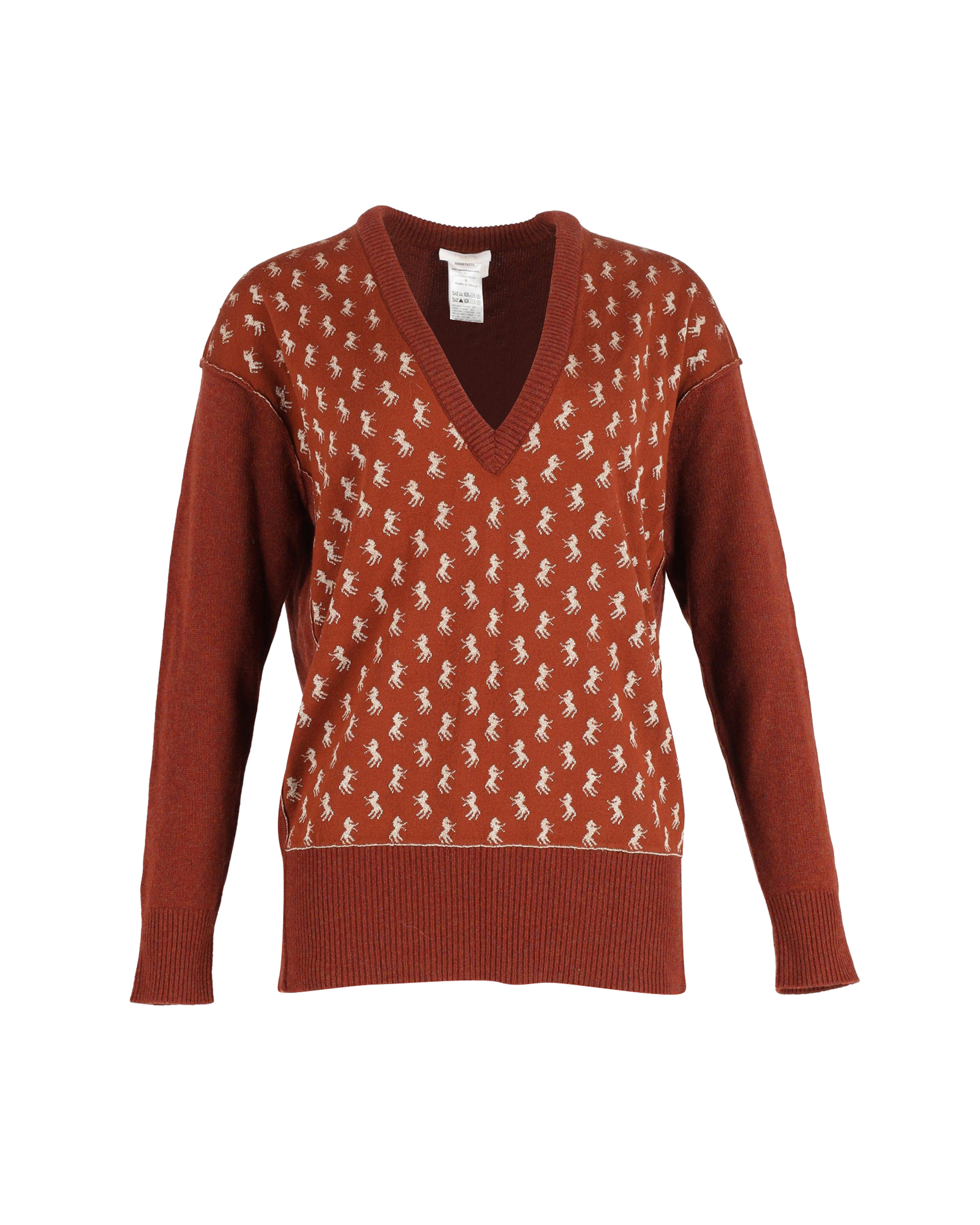 Preowned Chloe Chloé Metallic Intarsia Blend Sweater Size S brown wool/hair/laine