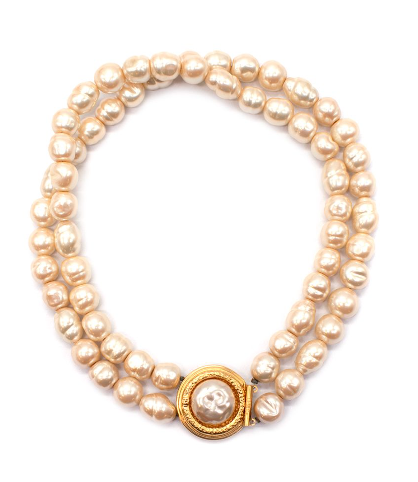 Fendi Vintage Double Layered Faux Baroque Pearl Choker