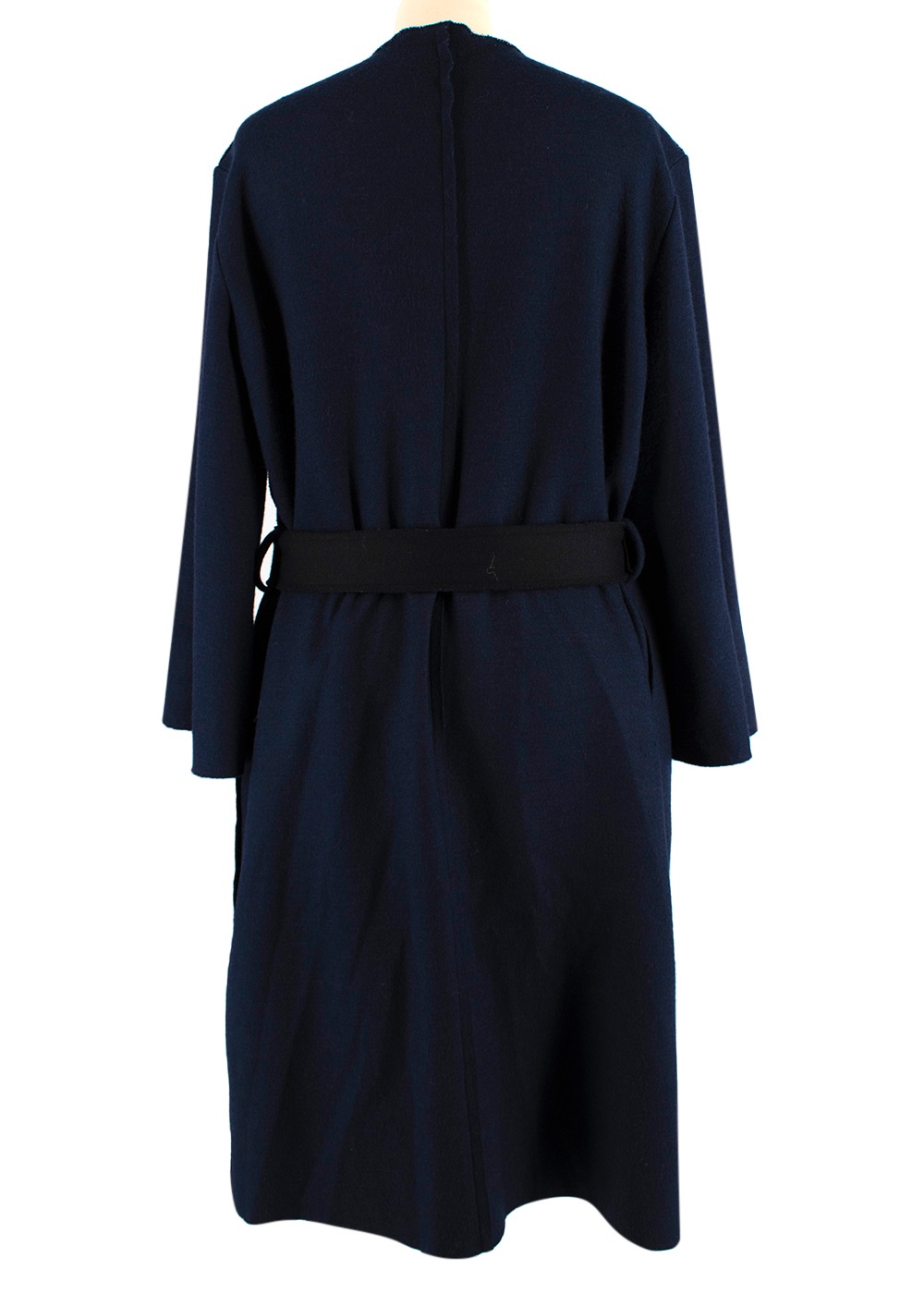 Preowned The Row Wool Navy  Black Belted Coat Size XS