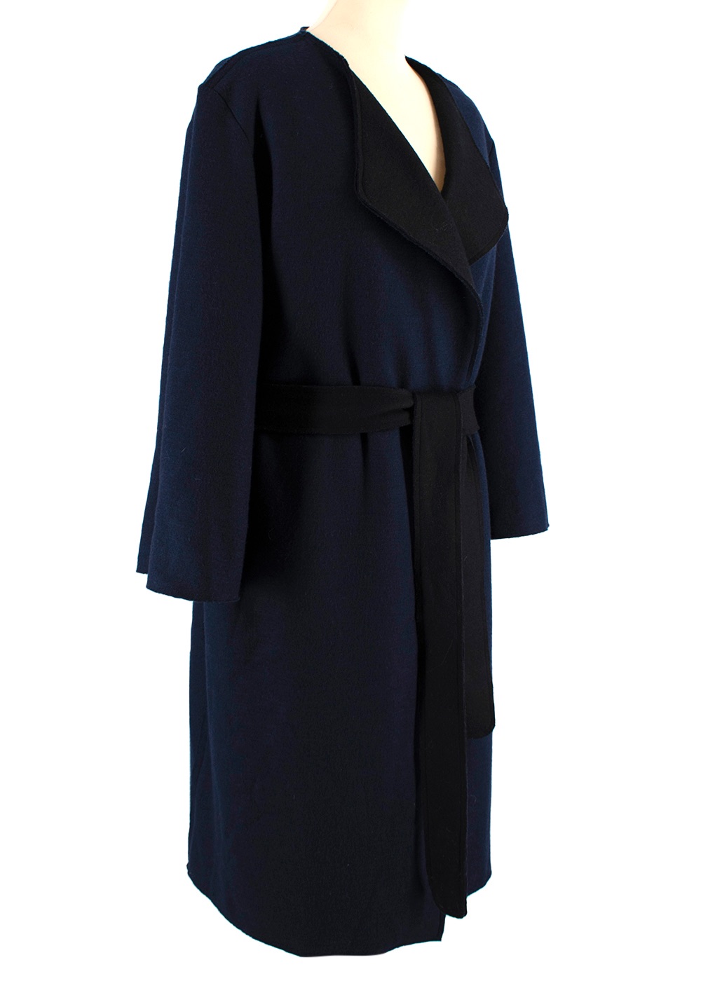 Preowned The Row Wool Navy  Black Belted Coat Size XS