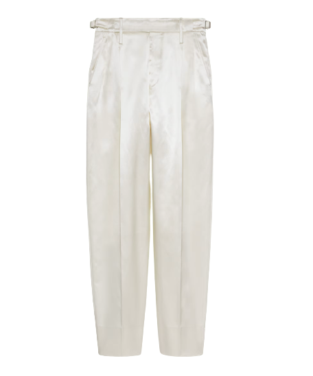 Preowned Gucci White Satin Tailored Trousers Size S viscose/cotton