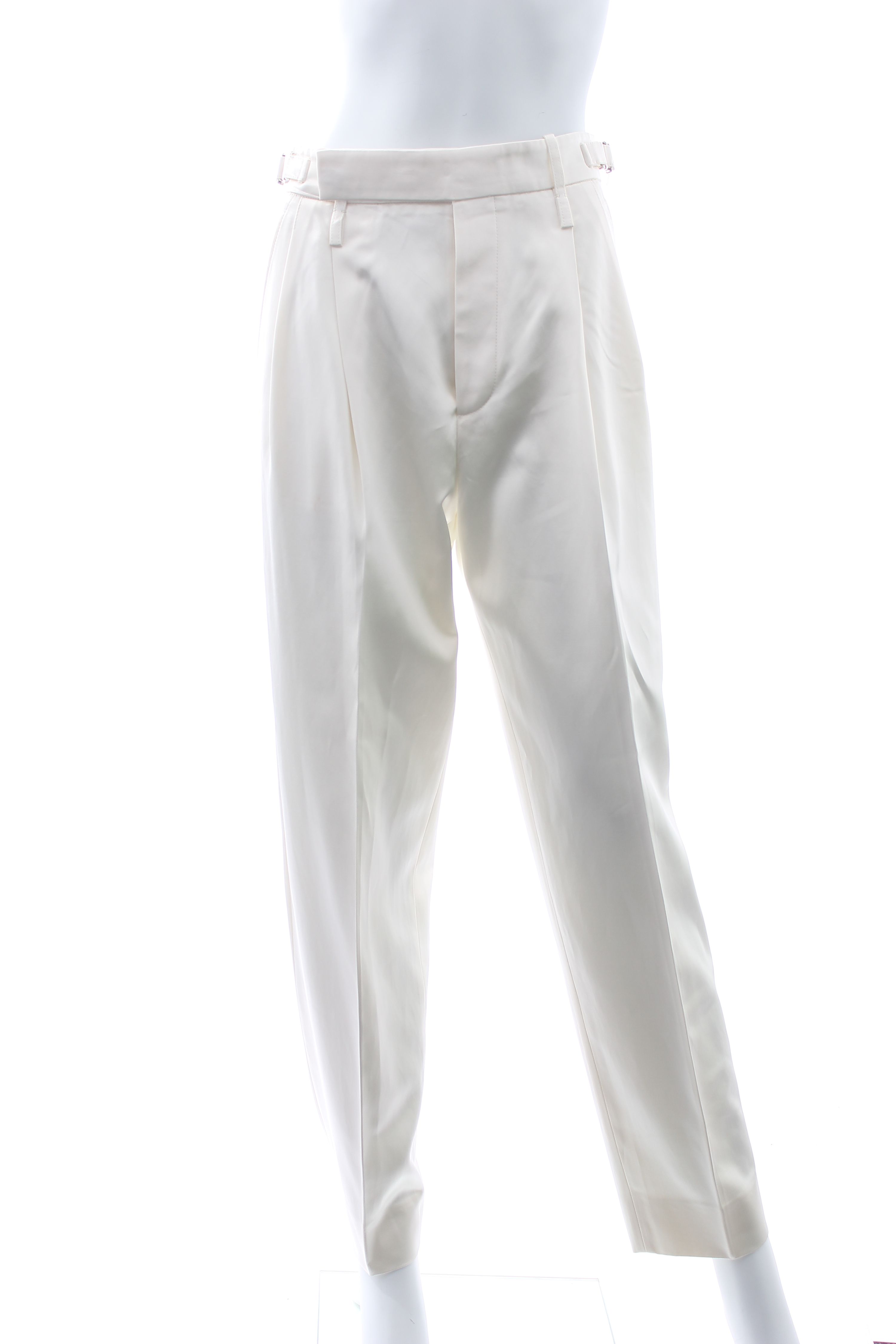 Preowned Gucci White Satin Tailored Trousers Size S viscose/cotton