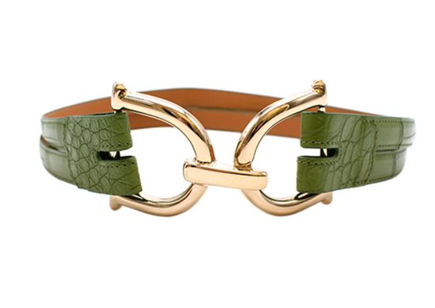 Maison Vaincourt Green Crocodile Waist Belt - Size 75