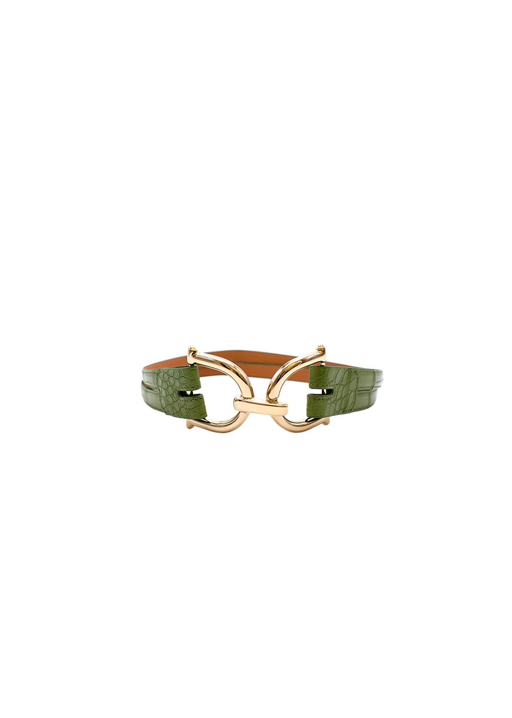 Maison Vaincourt Green Crocodile Waist Belt - Size 75