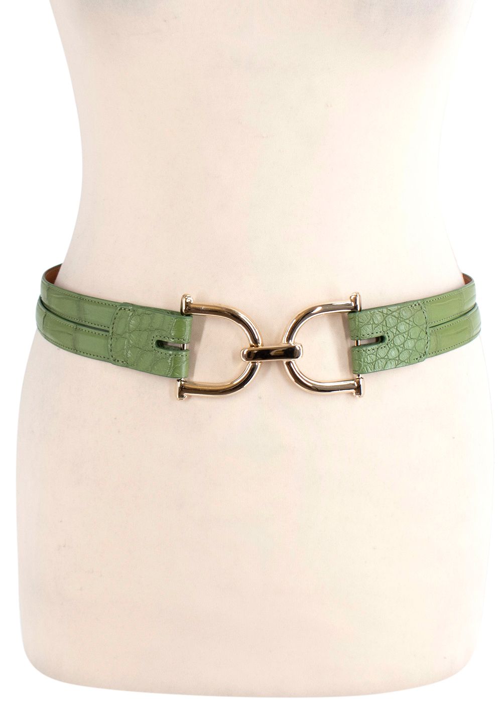 Maison Vaincourt Green Crocodile Waist Belt - Size 75