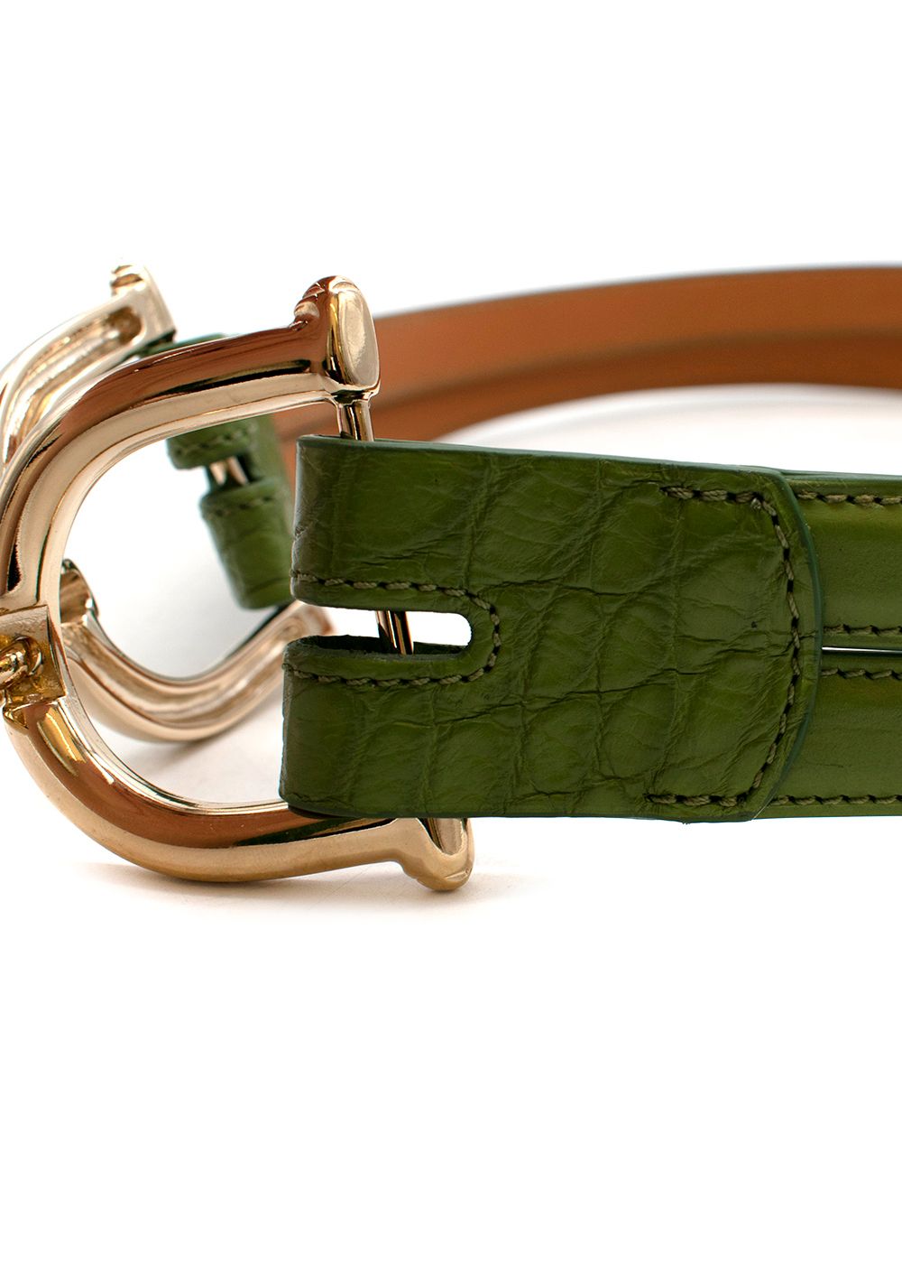 Maison Vaincourt Green Crocodile Waist Belt - Size 75