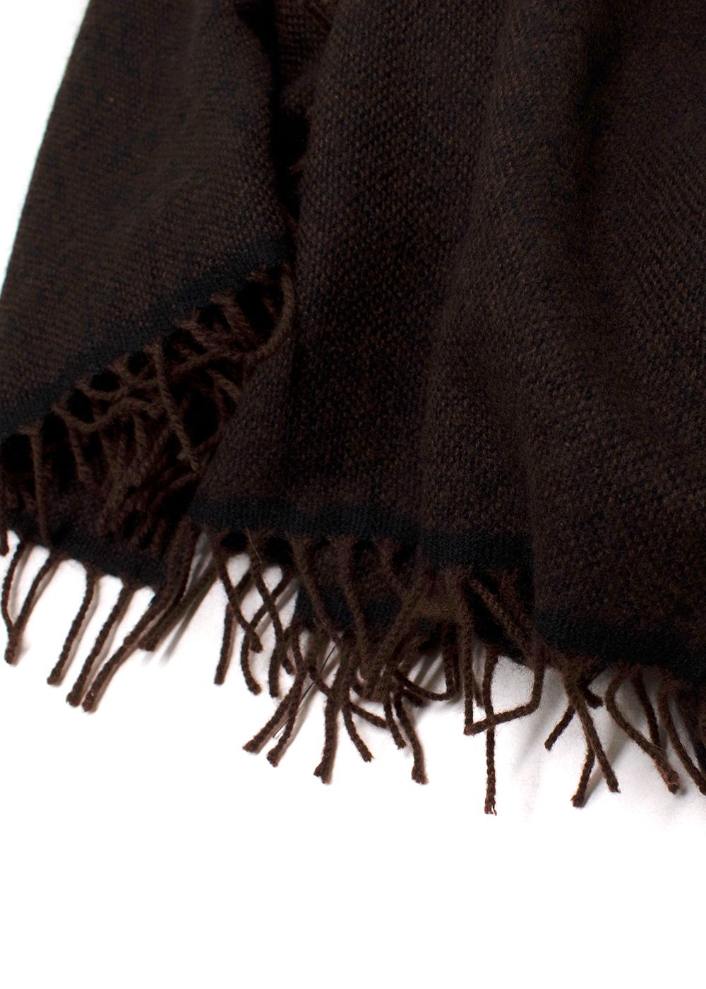 Preowned Hermes Dark Brown Wool  Cashmere Scarf