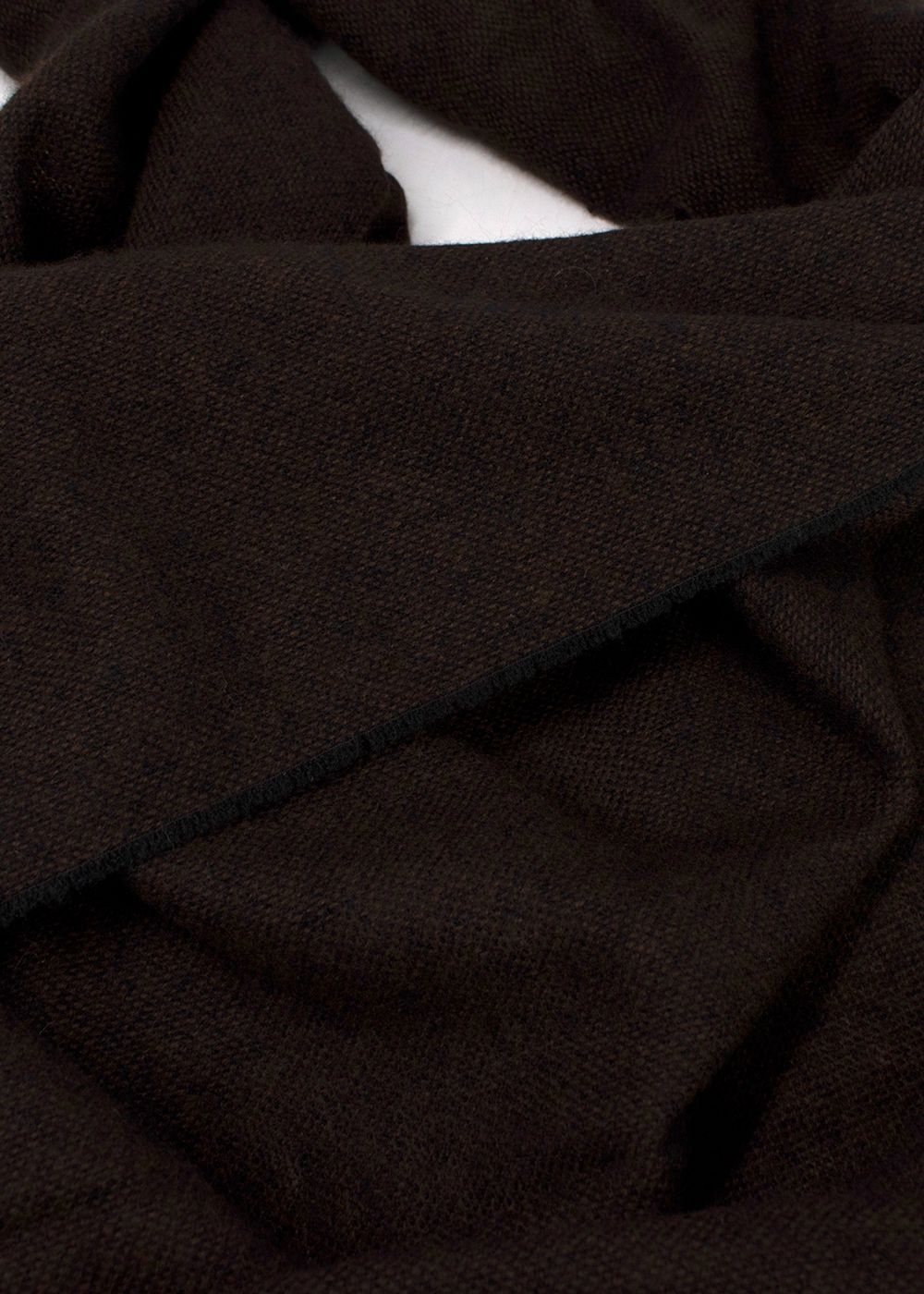 Preowned Hermes Dark Brown Wool  Cashmere Scarf