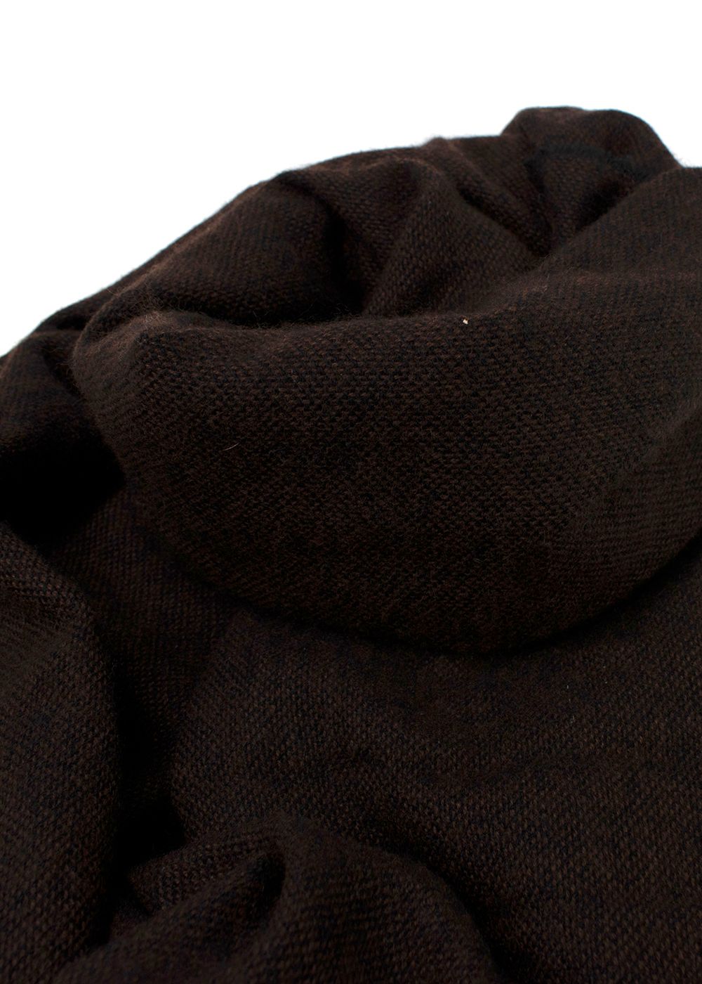 Preowned Hermes Dark Brown Wool  Cashmere Scarf