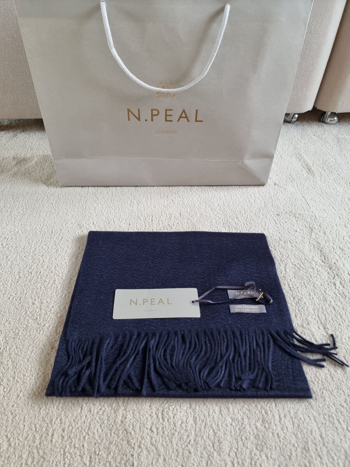 NPeal Blue Cashmere Scarf navy