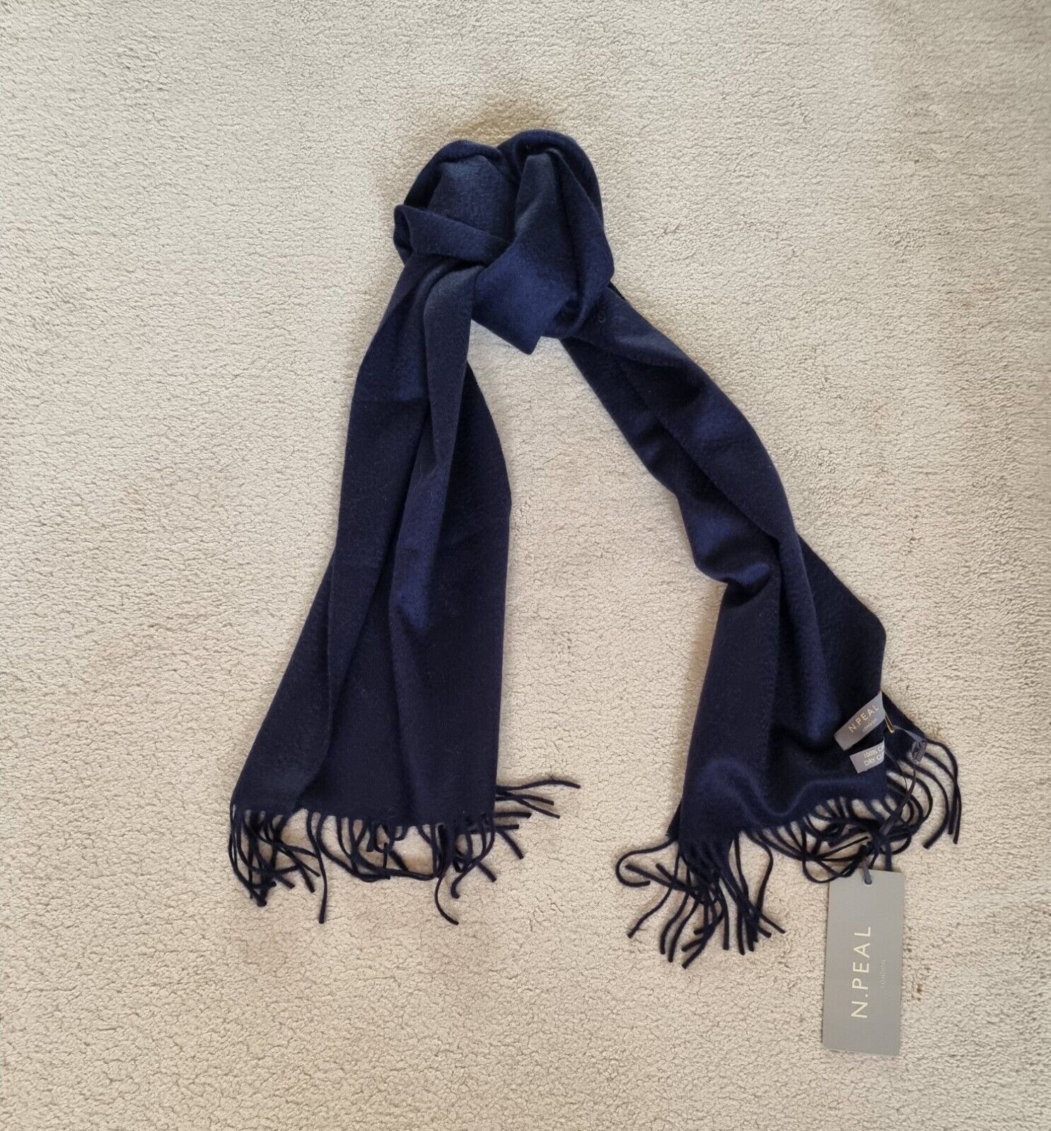 NPeal Blue Cashmere Scarf navy