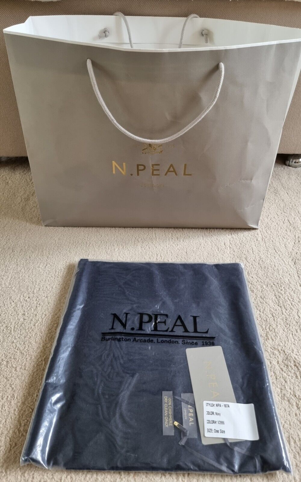 NPeal Blue Cashmere Scarf navy