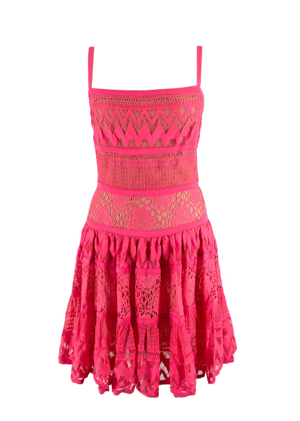 Elie Saab Pink Embroidered Mini Dress Size S cotton