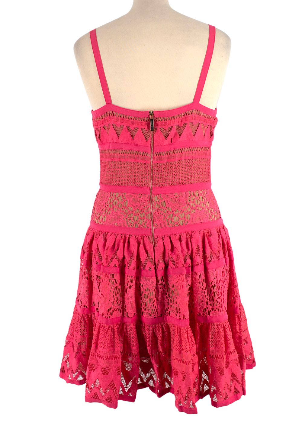 Elie Saab Pink Embroidered Mini Dress Size S cotton