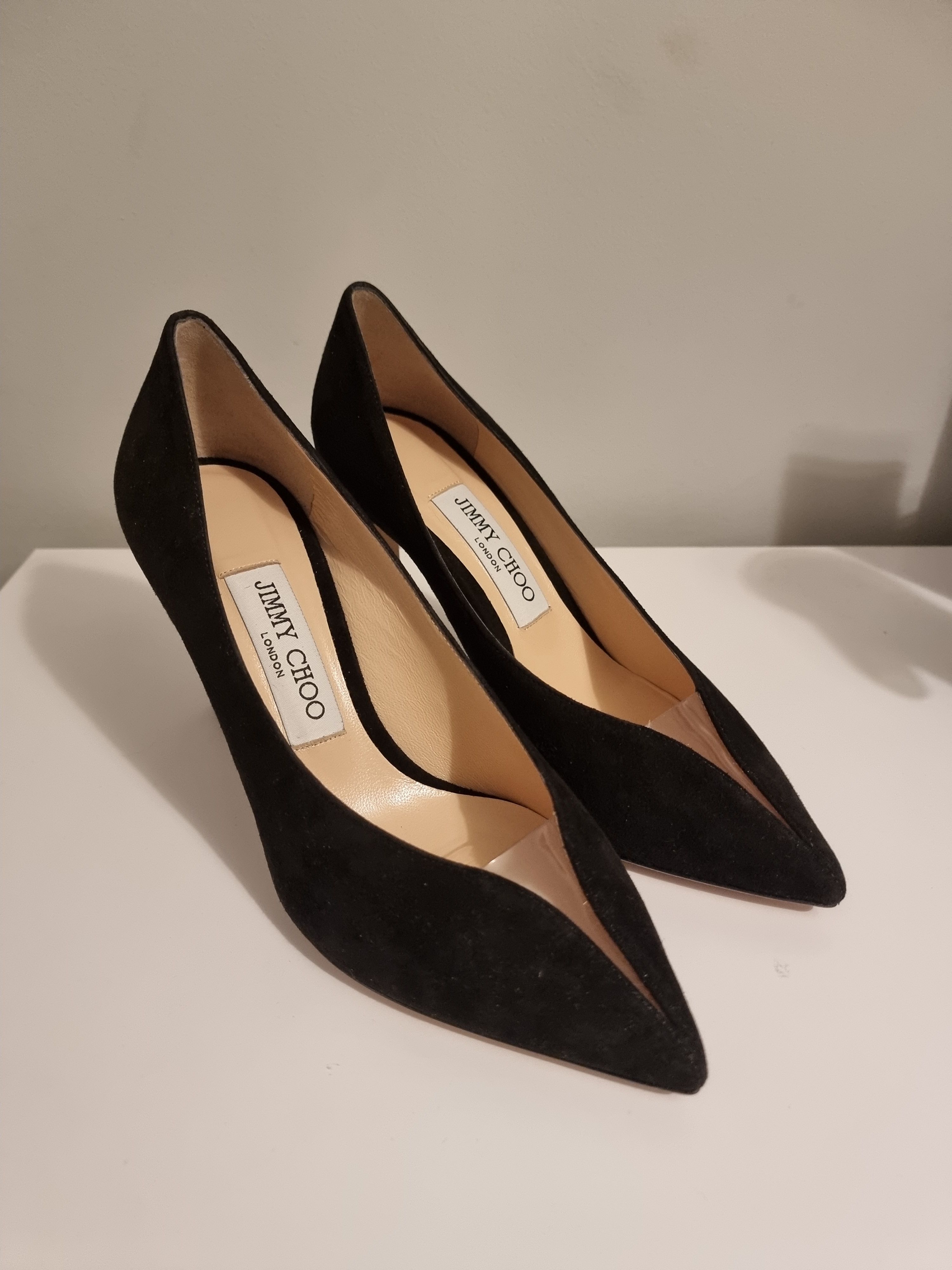 Jimmy Choo Baker 85 Pvc-trimmed Suede Pumps Size 365 Black