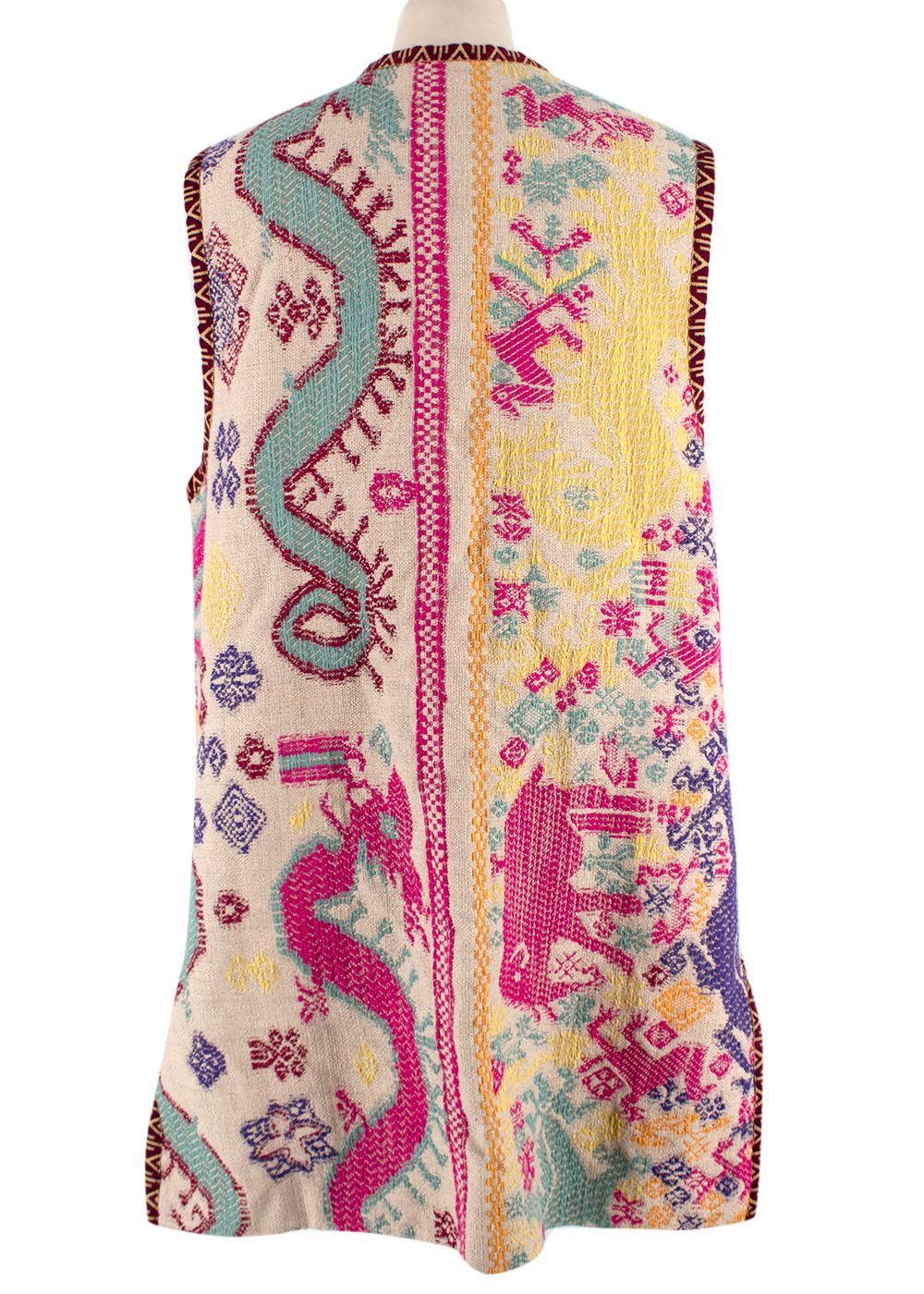 Etro Multicolour Pattern Embroidered Longline Vest Size S cotton