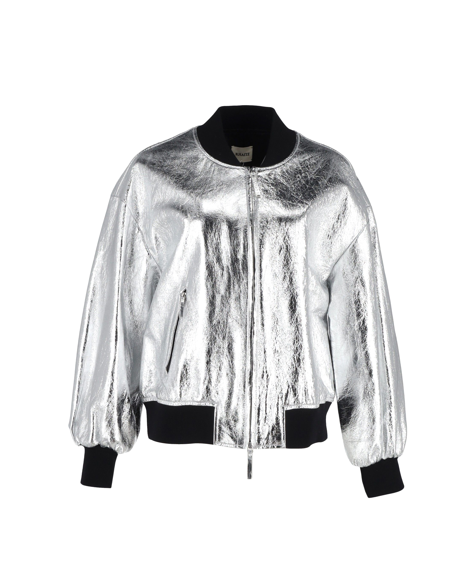 Khaite Silver Lambskin Cici Bomber Jacket Size S