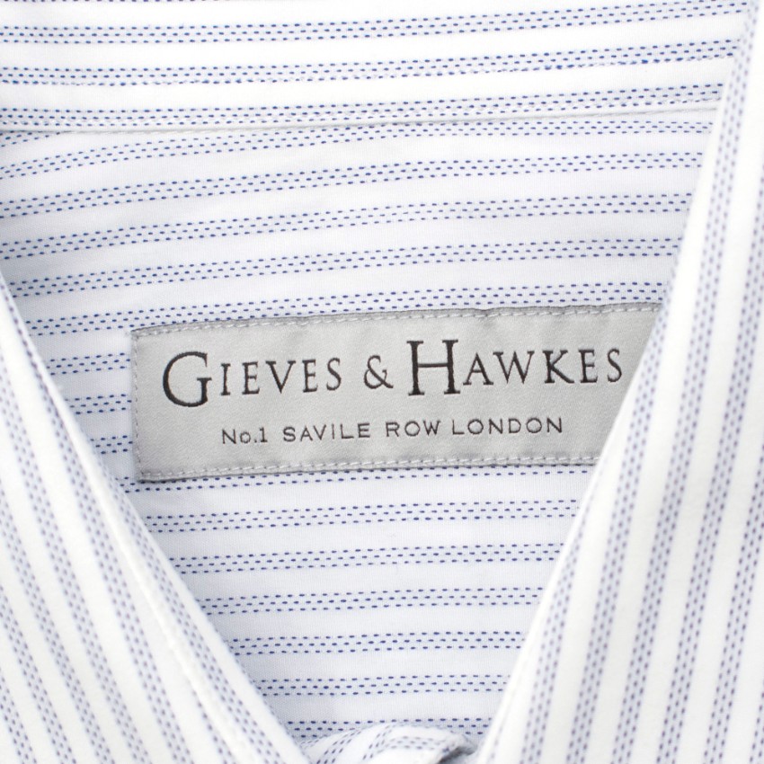 Men's Preowned Gieves  Hawkes Blue Striped Cotton Shirt Size 165 White