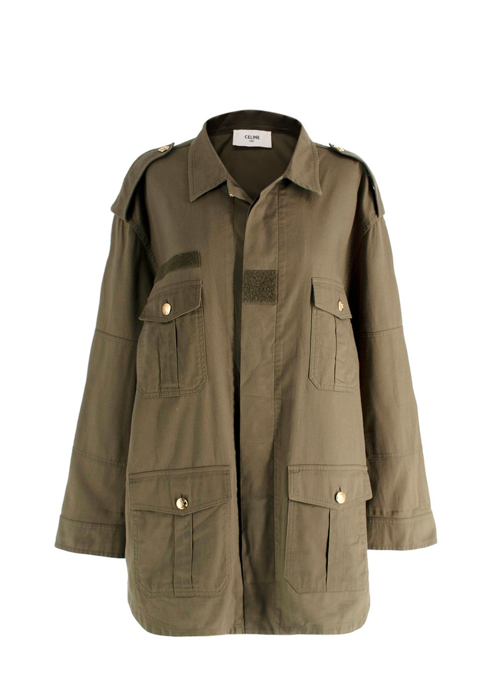 Preowned Celine Khaki Military Jacket Size L cotton