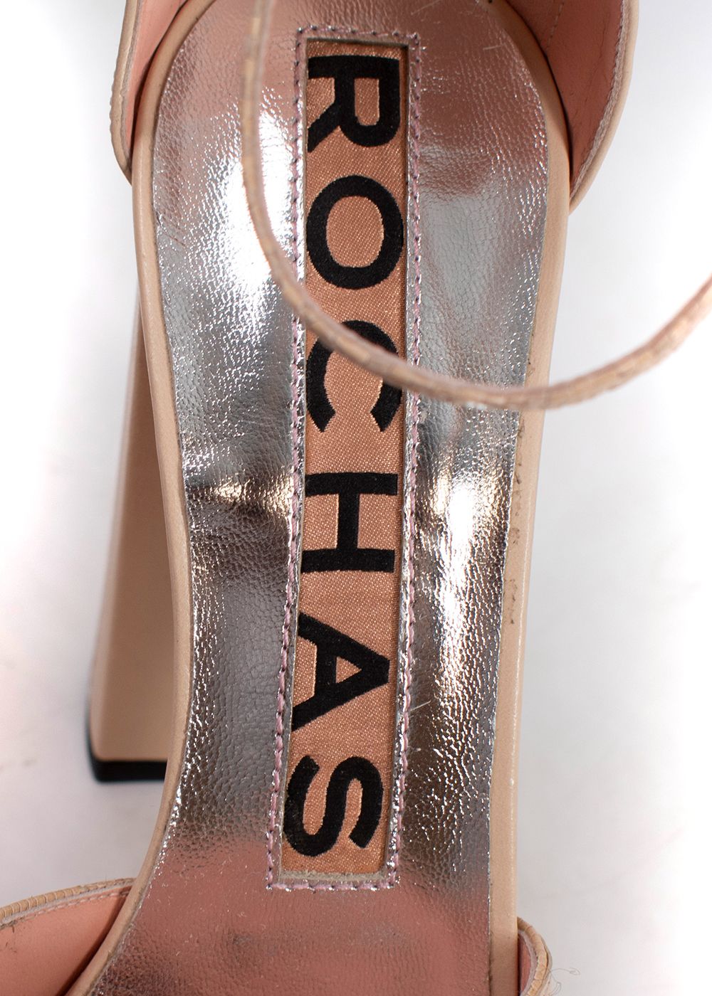 Preowned Rochas Nude Leather Platform Heels Size 385 beige