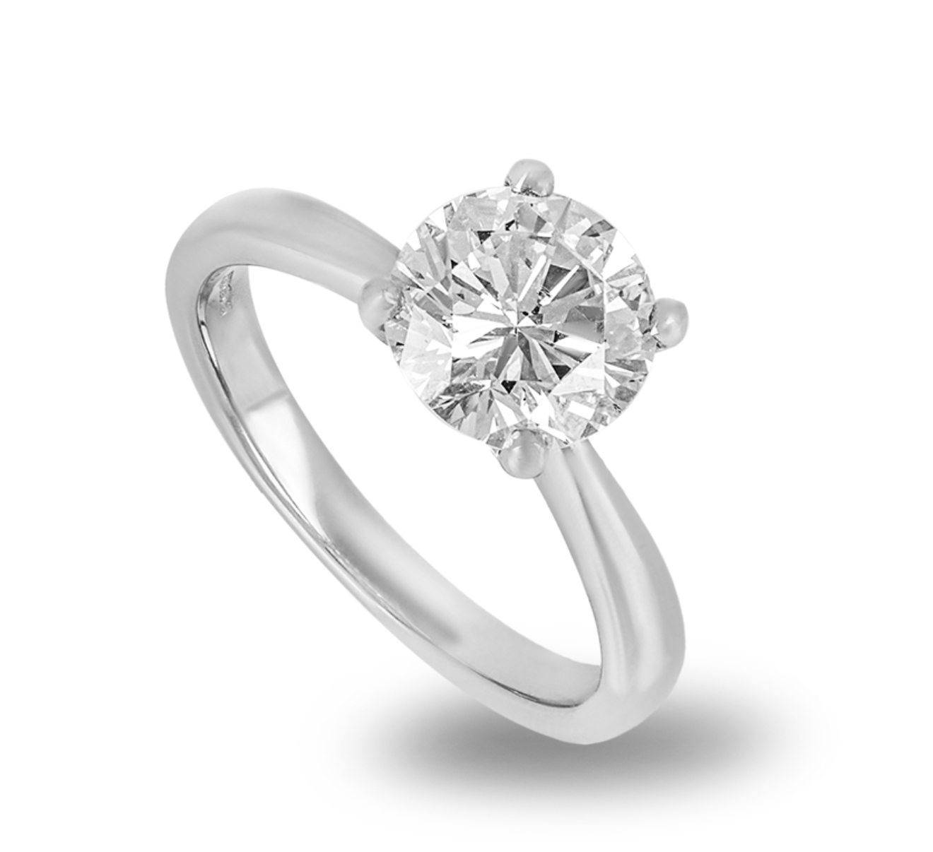 Round Brilliant Cut Diamond Platinum Set Ring - Size 53