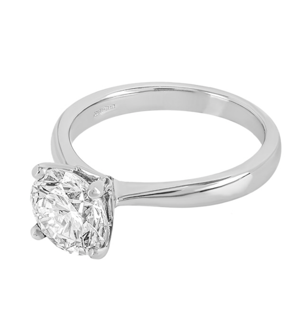 Round Brilliant Cut Diamond Platinum Set Ring - Size 53