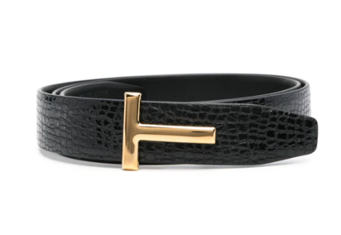 Men's Tom Ford Black Croc Embossed Leather Belt