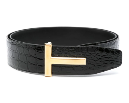 Men's Tom Ford Black Croc Embossed Leather Belt