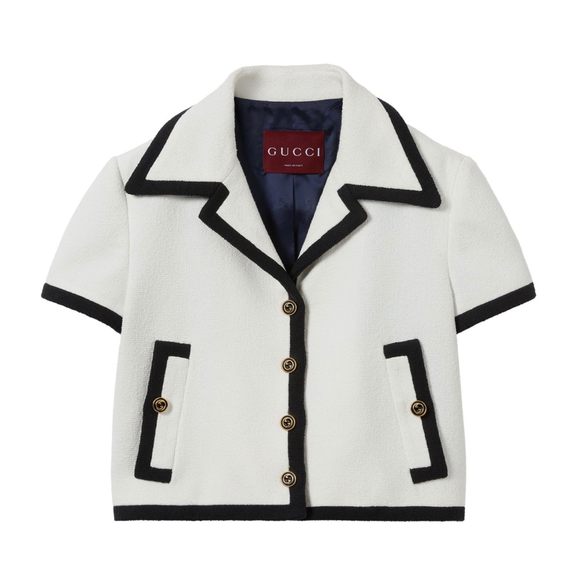 Preowned Current Season Gucci White Tweed Jacket Size M cotton